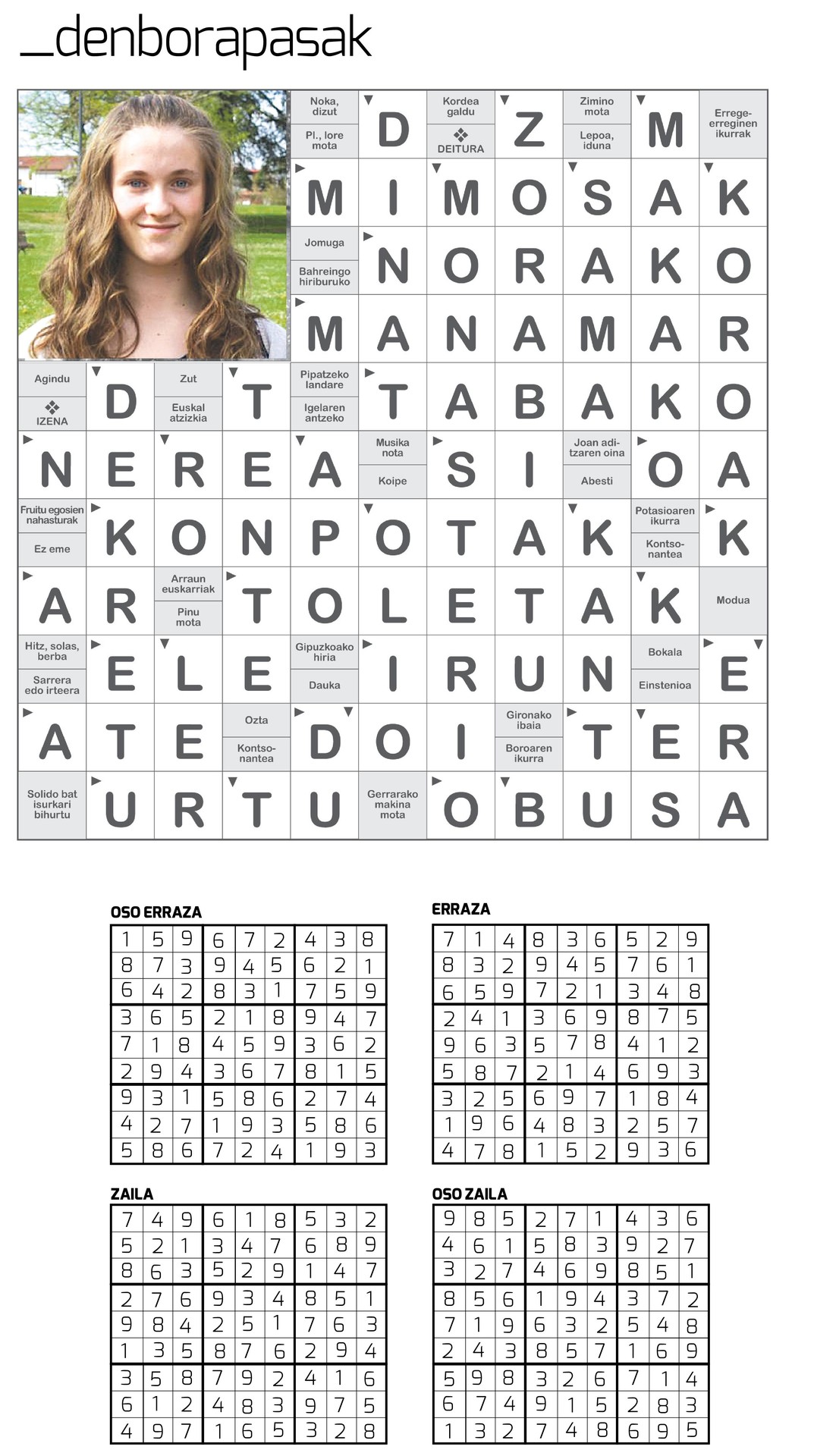 Egunkariaren 43. zenbakiko DENBORAPASEN EMAITZAK