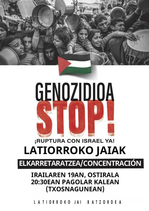 Palestinaren aldeko elkarretaratzea Latiorroko jaietan