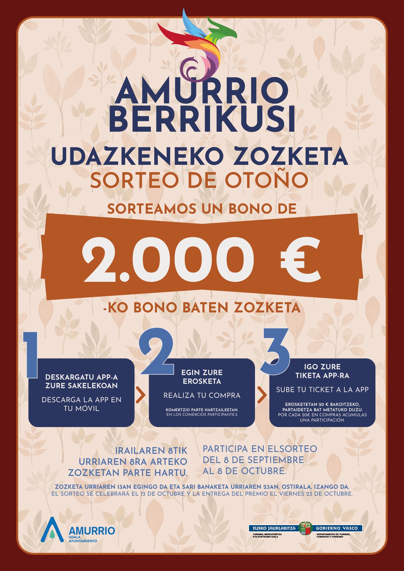 Amurrio Berrikusik martxan jarri du 2026ko Udazkeneko Zozketa, tokiko merkataritza bultzatzeko 2.000 euroko erosketa-balearekin