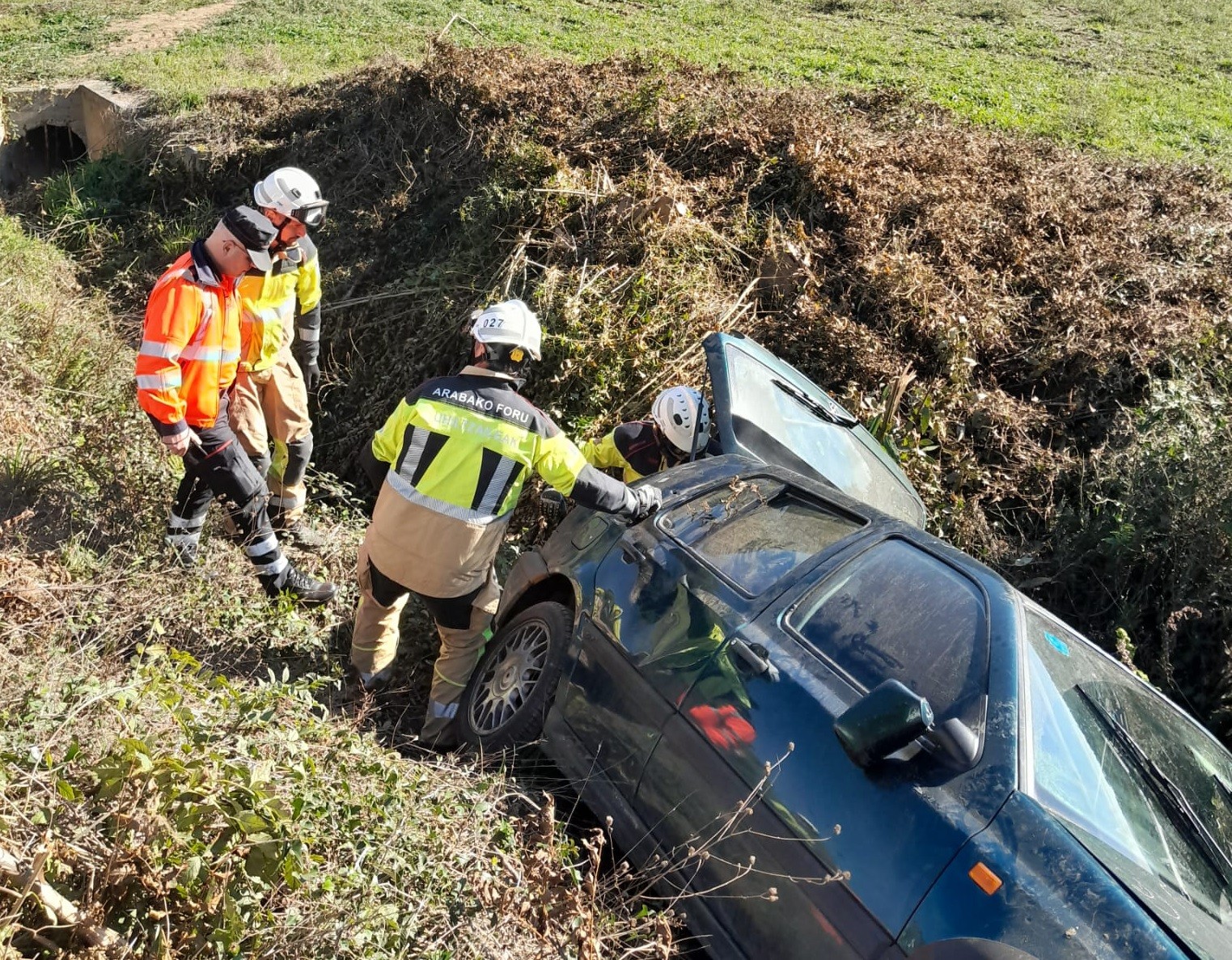 Zauritu bat Zuloaga auzoan, auto bat bidetik atera denean