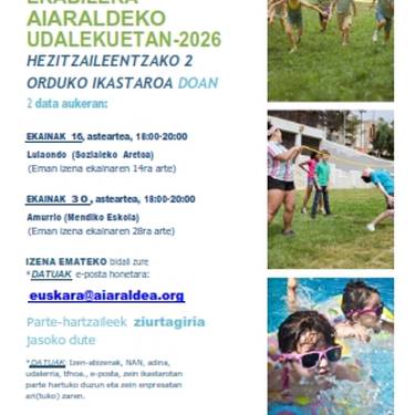 Ikastaroa: Nola sozializatu euskararen erabilera Aiaraldeko udalekuetan