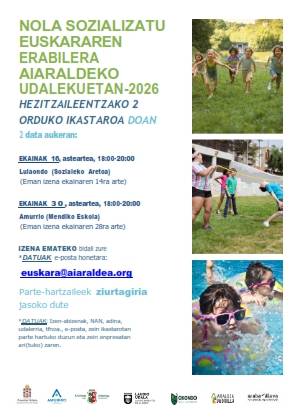 Ikastaroa: Nola sozializatu euskararen erabilera Aiaraldeko udalekuetan