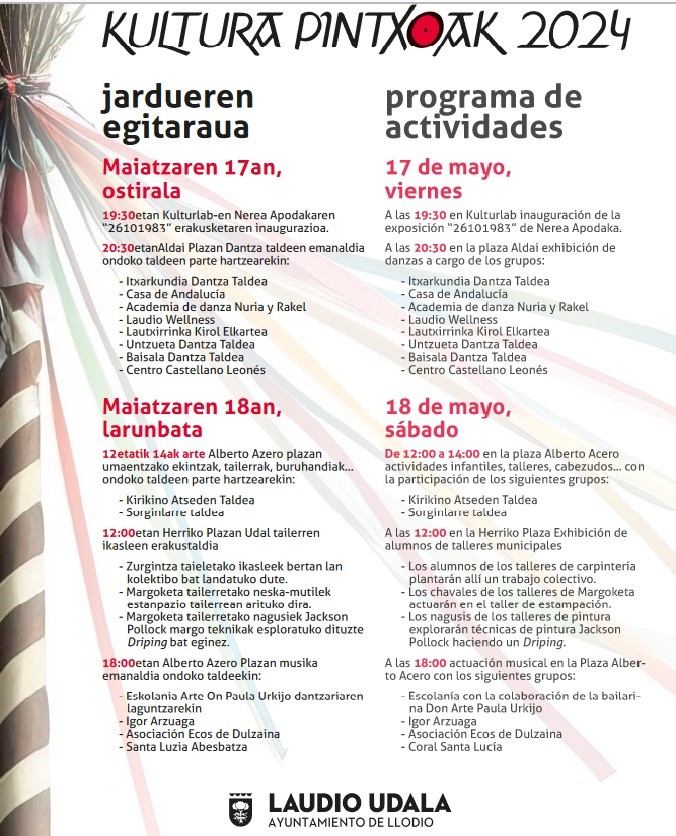 Laudioko kultur eragileak protagonista izango dira 'Kultura Pintxoak' ekimenean, udalerriko lehen Kultura Jardunaldiak