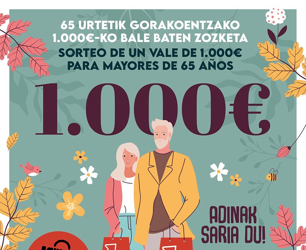 APILL-ek 65 urtetik gorakoen fidaltasuna saritzen du 1.000 euroko erosketa bale baten zozketa berri batekin