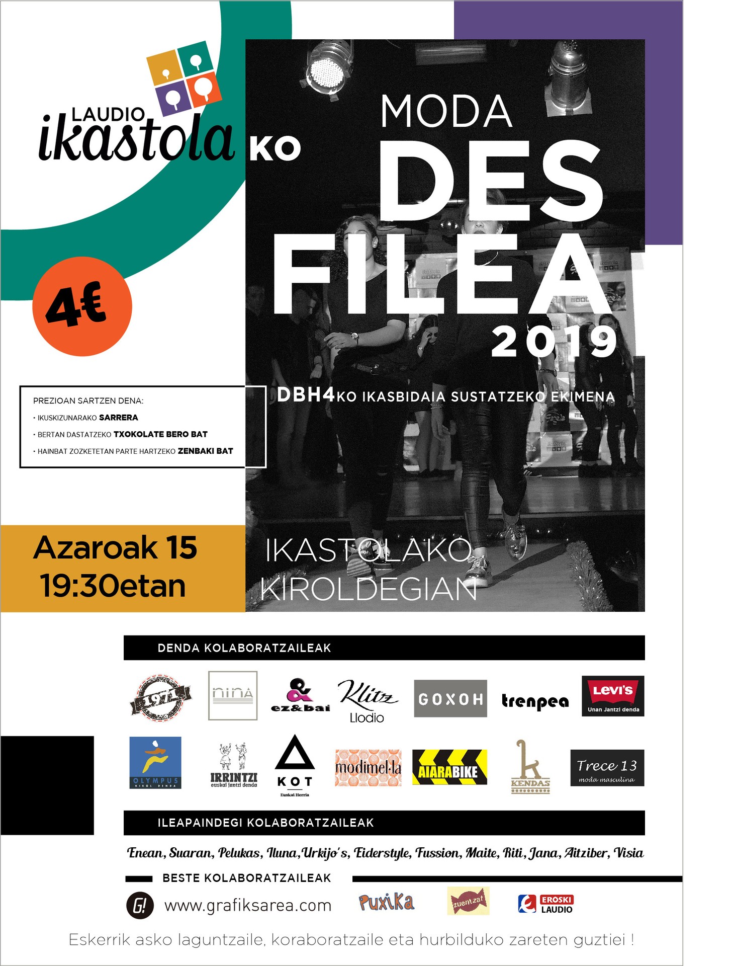 Zatoz ostiralean DBH4ko ikasbidaiaren aldeko moda desfilera!