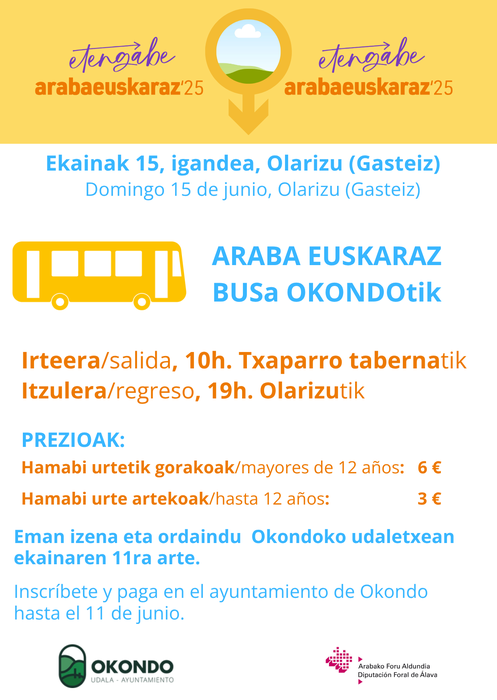 Araba Euskarazen Okondoko autobusean izena emateko azken eguna