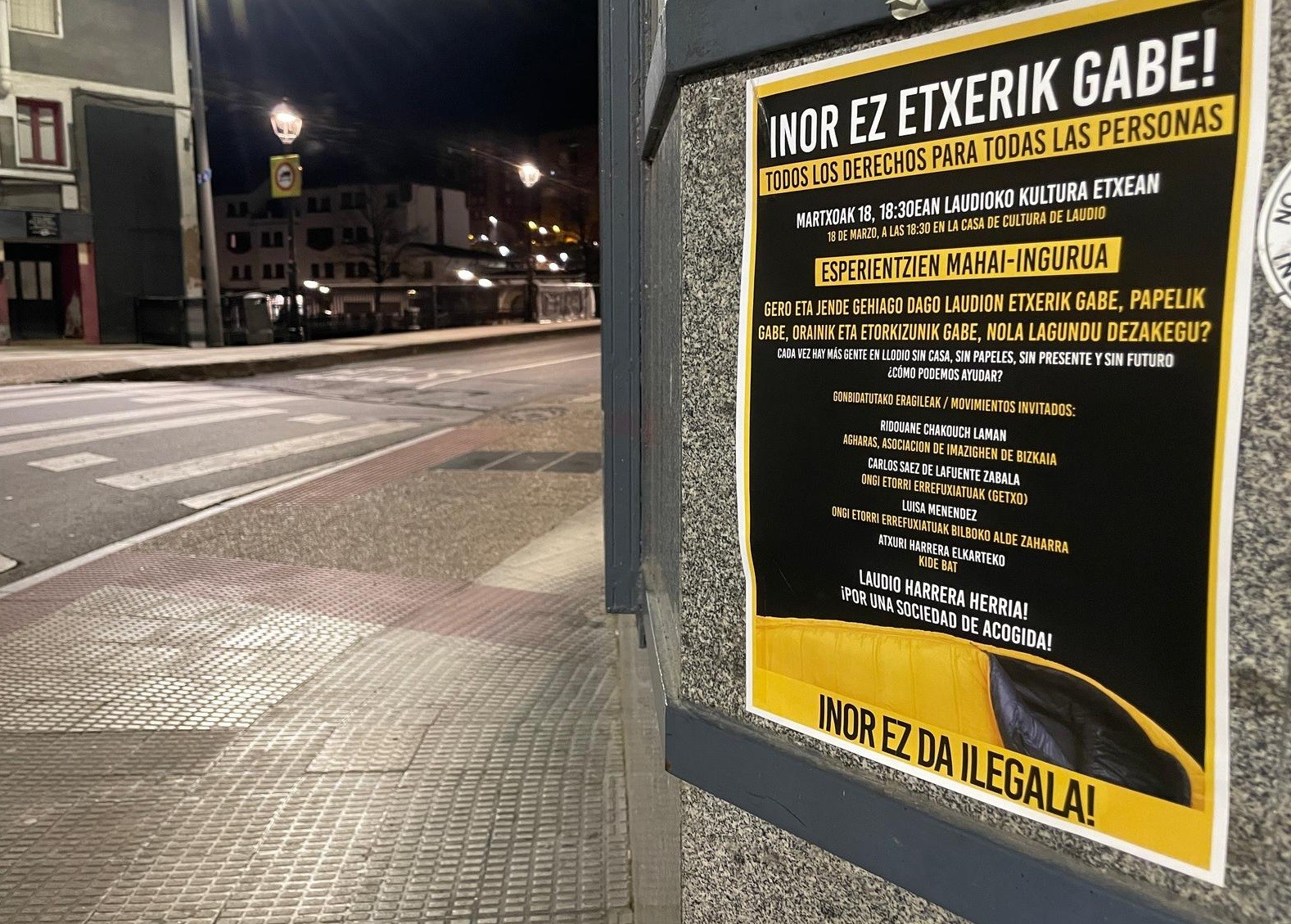 Kalean bizi diren pertsonei nola lagundu pentsatzen hasteko “esperientzien mahai-ingurua”, gaur Laudion