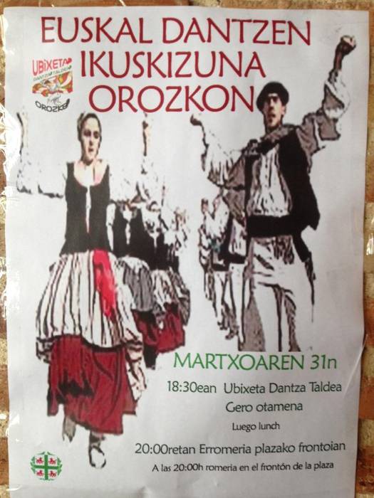 Euskal dantzen ikuskizuna egongo da Orozkon