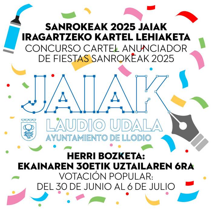 Astelehenetik eta uztailaren 6ra arte laudioarrek Sanrokeen irudia aukeratu ahal izango dute euren gogokoenari bozka emanez