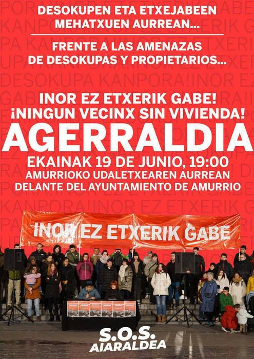 'Inor ez etxerik gabe!' agerraldia