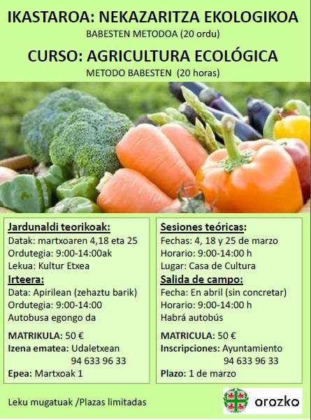 Ikastaroa: nekazaritza ekologikoa