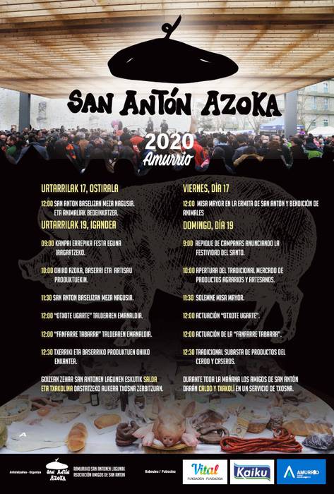 San Anton Azoka: Meza eta animalien bedeinkapena