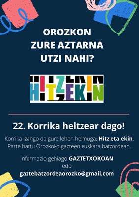 Gazteen euskara batzordean parte hartzeko gonbidapena