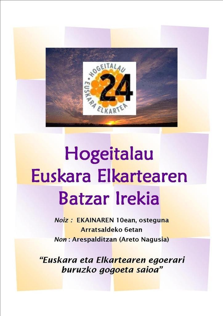 Euskara eta taldeari buruzko gogoeta egingo du Hogeitalau elkarteak