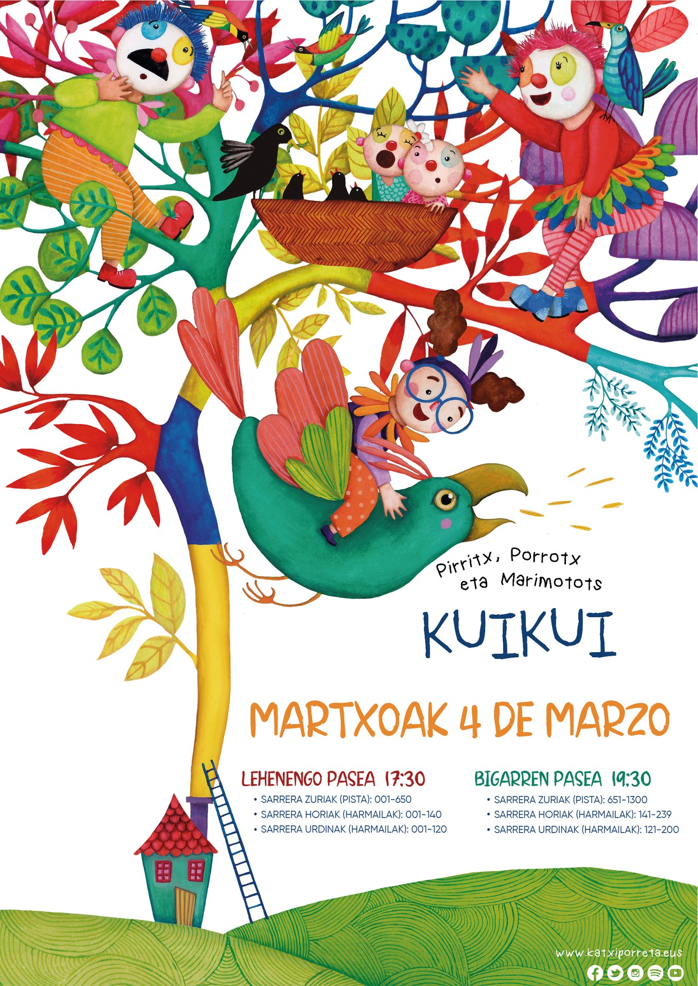 Martxoaren 4an Pirritx, Porrotx eta Marimototsek 'Kui-kui' ikuskizuna eramango dute Bañueta Kiroldegira