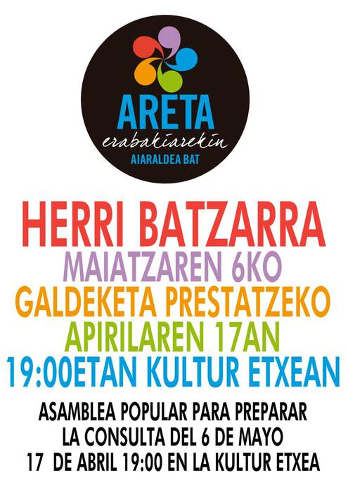 Herri batzarra Maiatzaren 6ko herri galdeketa prestatzeko