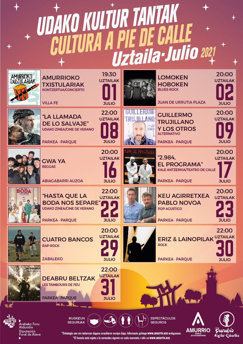"Udako kultur tantak" ekimenak udako zinea, antzerkia eta musika  programatu ditu uztailerako