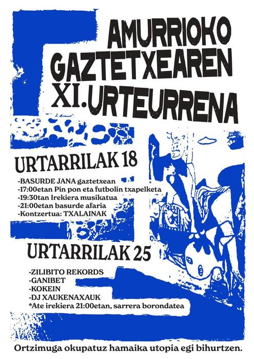 Amurrioko Gaztetxearen XI. urteurrena: Basurde jana + Txalainak