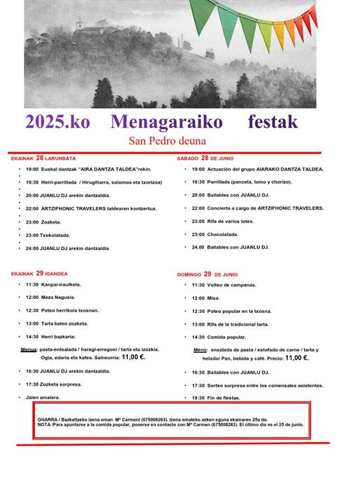 Menagaraiko Festak: Larunbata