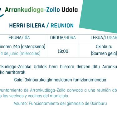 Oxinburuko gimnasioaren funtzionamenduari buruzko bilera