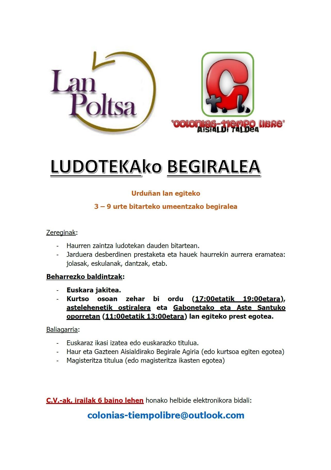 Ludotekako begirale moduan lan egiteko lan poltsa