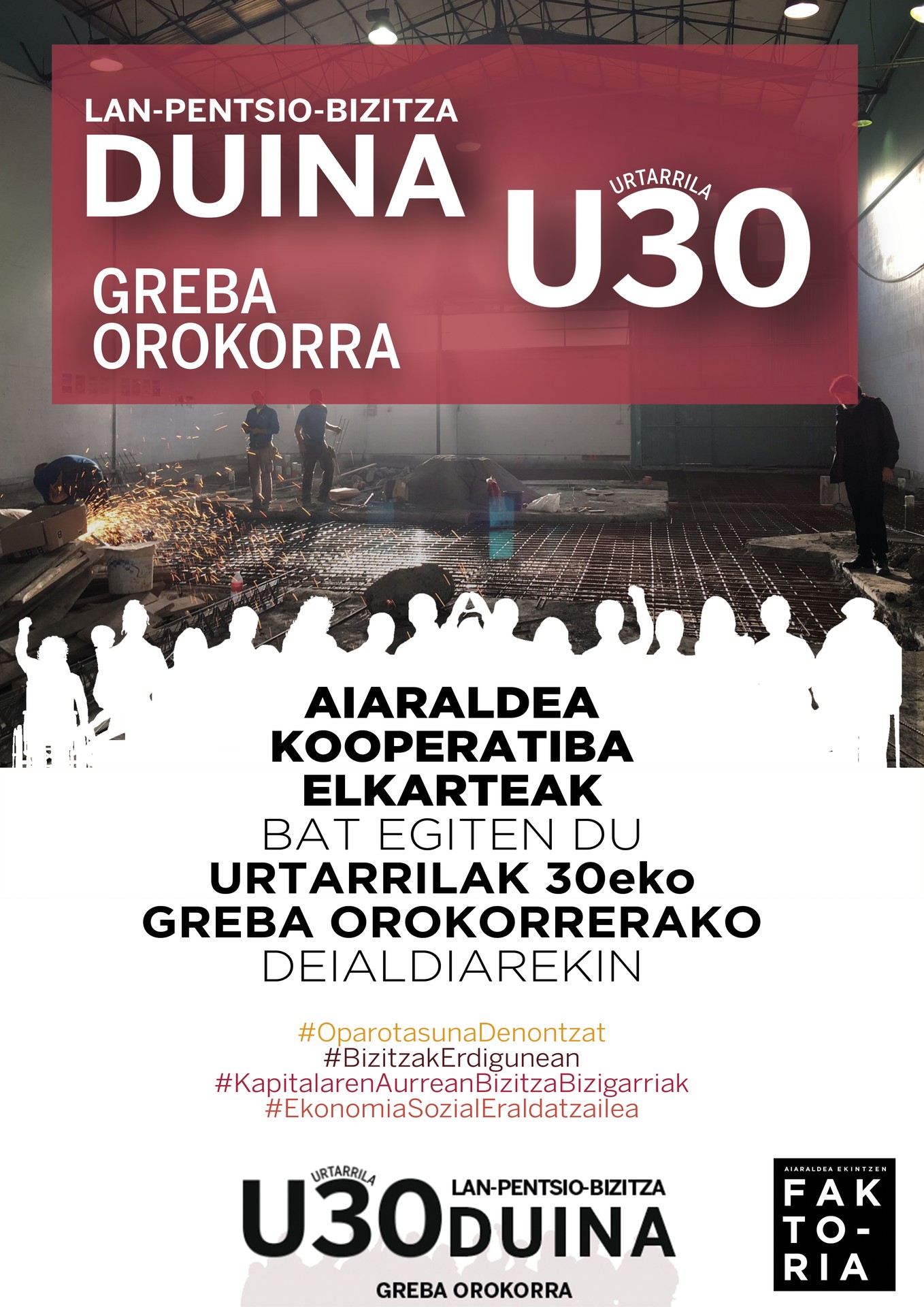 Aiaraldea Kooperatiba Elkarteak urtarrilak 30eko greba orokorrarekin bat egin du