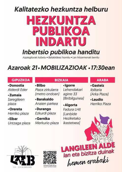 "Hezkuntza publikoa indartu" mobilizazioa