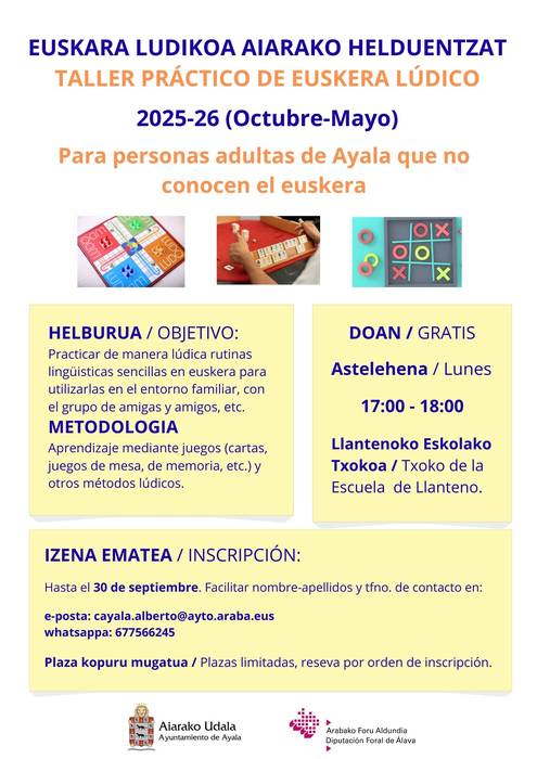 Euskara ludikoa Aiarako helduentzat (Izena emateko azken eguna)