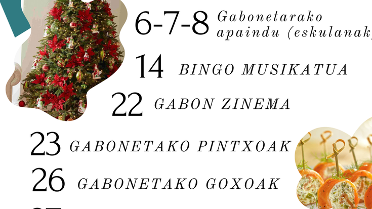 Aiarako Gaztelekuko Gabonetako egitaraua