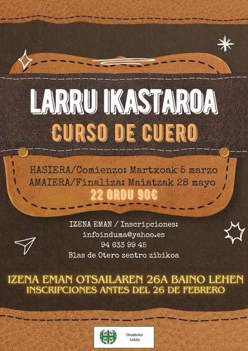 Larru ikastaroan izena emateko azken eguna