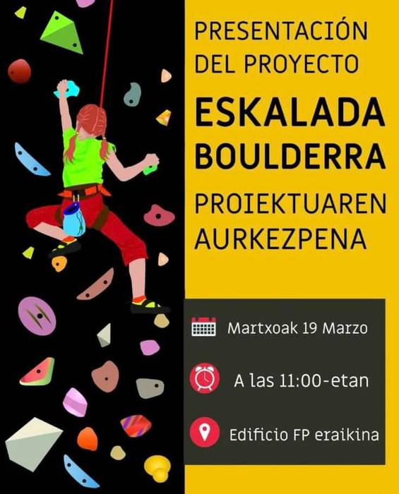 Eskaladarako Boulderraren proiektu aurkezpena