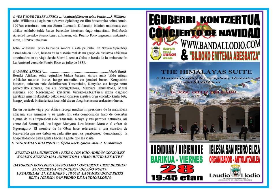 EGUBERRI KONTZERTUA: Laudioko Musika banda eta Bilboko "Emiteniia" ganbara korua