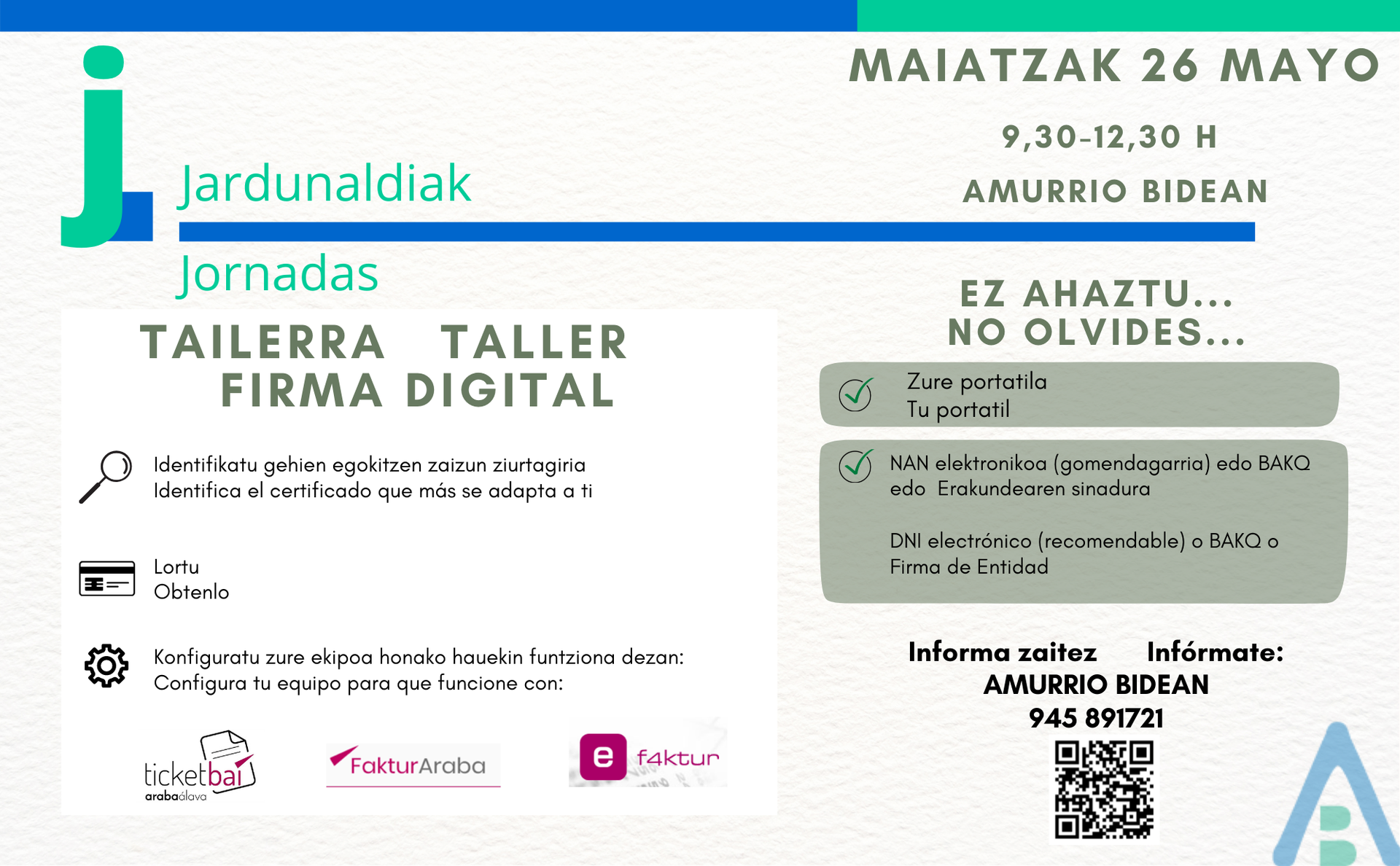 Amurrio Bideanek Ticketbai-ra zuzendutako sinadura digitalari buruzko tailerra antolatu du