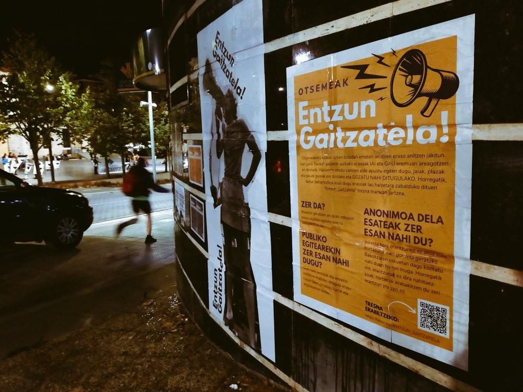 "Urduñako herritar guztiak gonbidatzen ditugu gertatutakoa sinistu eta laguntzera; eta erasotzailearen inguruneari dei egiten diogu erasotzailea ez babestera"