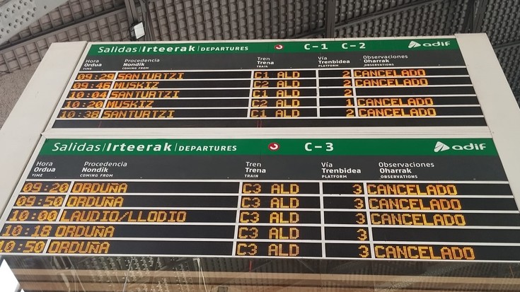 Tren gidarien grebak Renfeko C-3 lineako zerbitzua ia blokeatu du