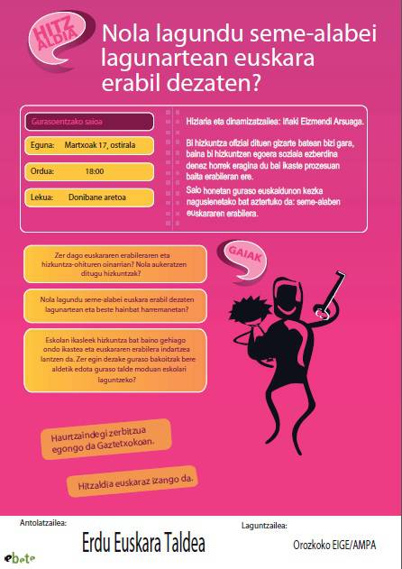 Nola lagundu seme-alabei lagunartean euskara erabil dezaten?