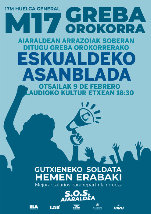 Martxoaren 17eko greba orokorra prestatzeko eskualdeko bilera