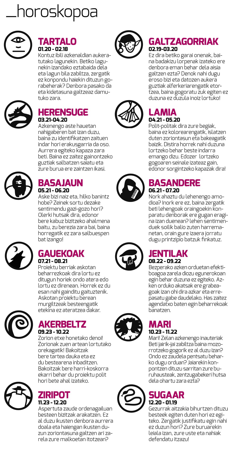 Egunkariaren 46. zenbakiko HOROSKOPOA