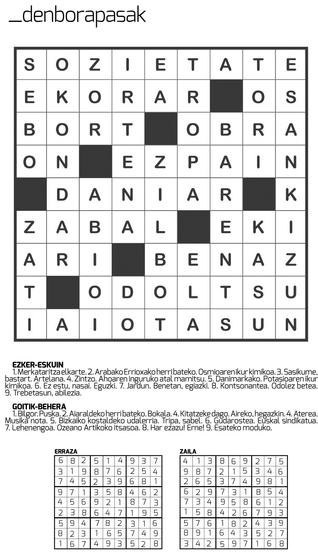 Egunkariaren 41. zenbakiko DENBORAPASEN EMAITZAK