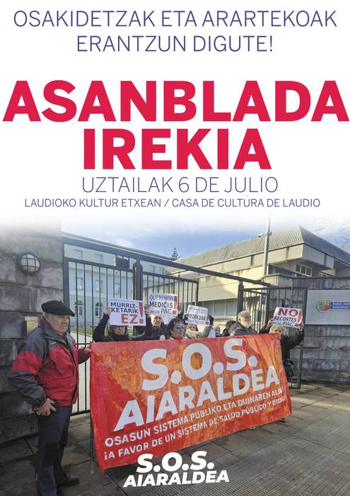 Osasun sistema publiko eta duinaren aldeko asanblada irekia
