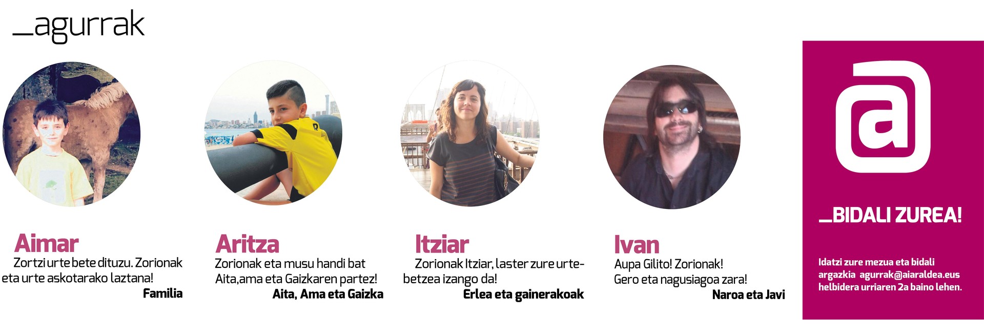 Egunkariaren 37. zenbakiko ZORION AGURRAK