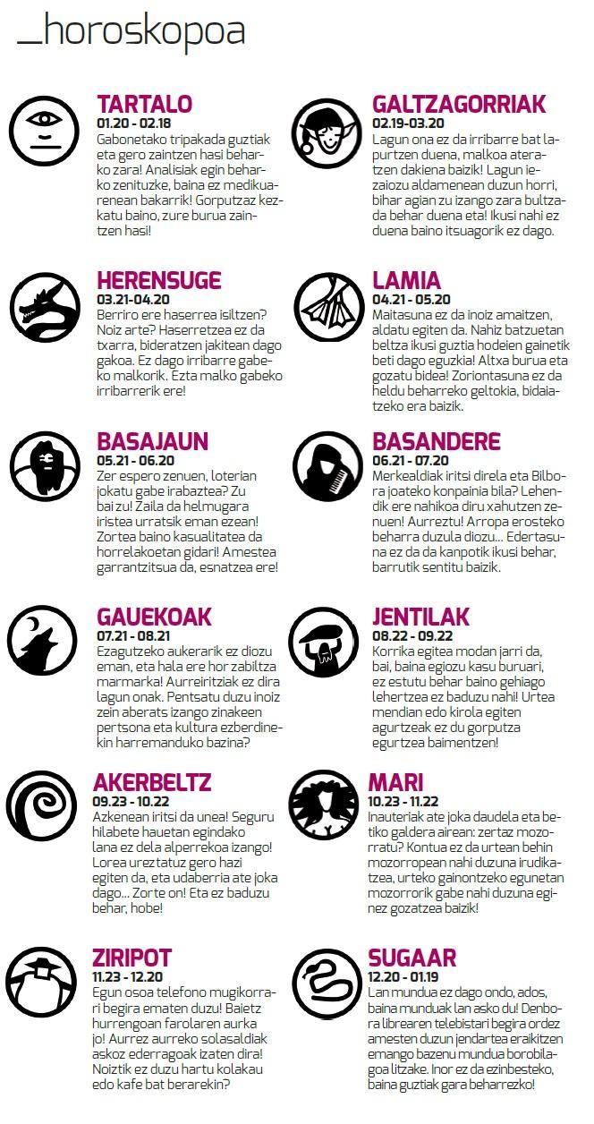 Egunkariaren 26. aleko HOROSKOPOA. 
