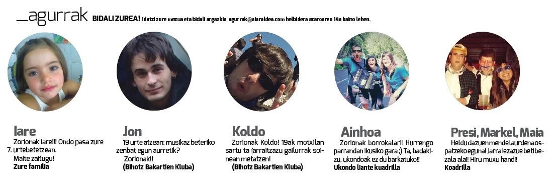 Azaroaren lehen hamabostaldiko zorion agurrak!