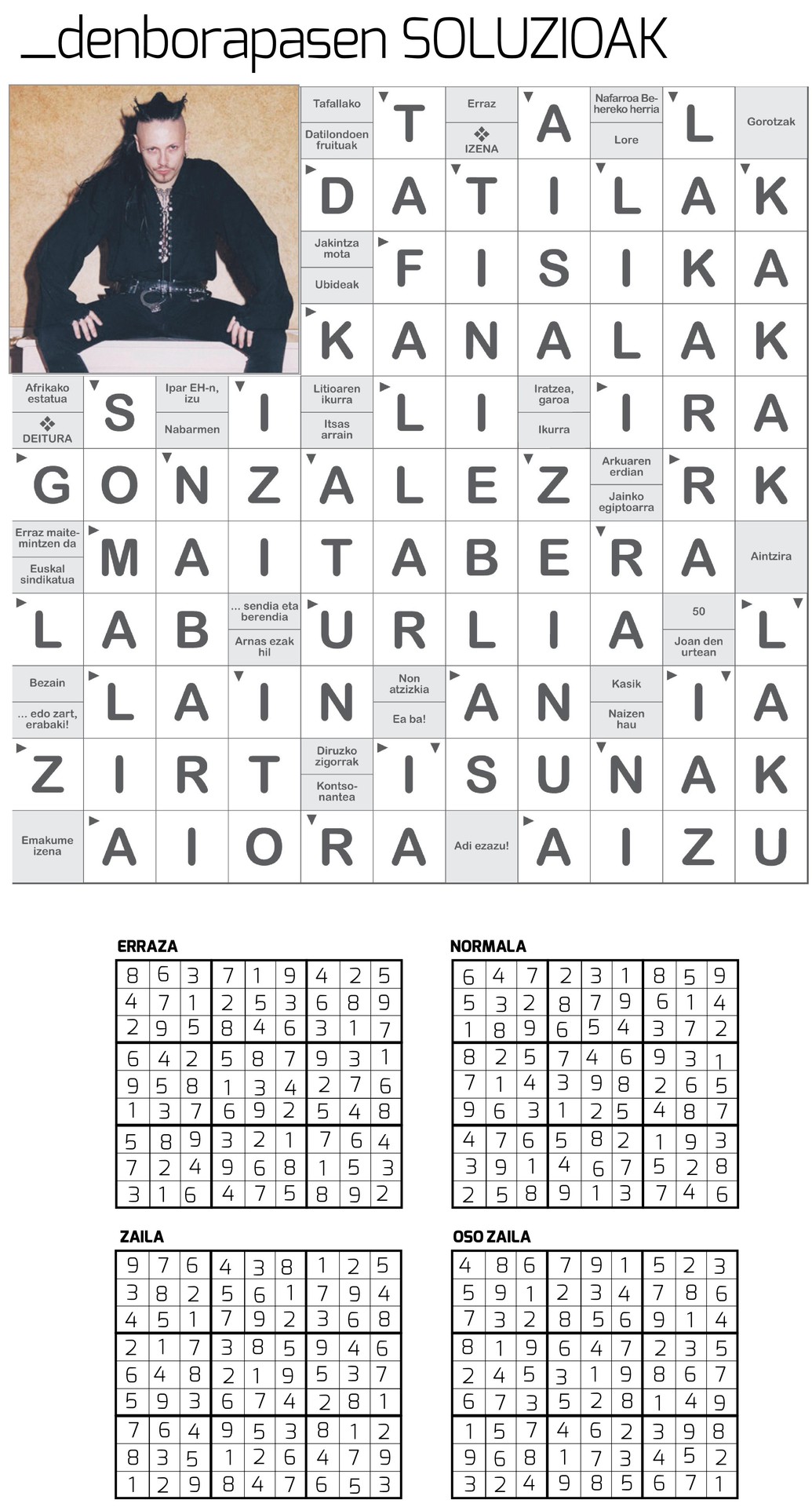 Egunkariaren 37. zenbakiko denborapasen emaitzak. Asmatu al dituzu?