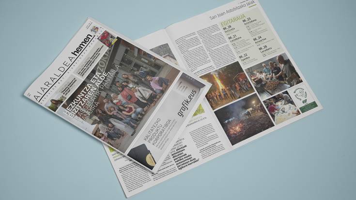 Kalean da Aiaraldea Hemen hamabostekariaren ikasturteko azken zenbakia, jaiei buruzko gehigarri eta guzti
