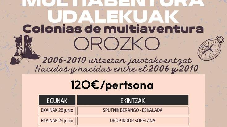 Orozkoko multiabentura udalekuetan izena emateko eguna