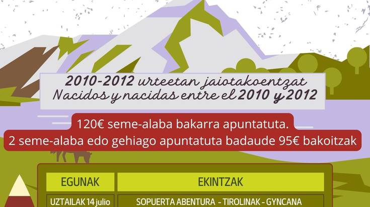 Multiabentura udalekuetan izena emateko azken eguna