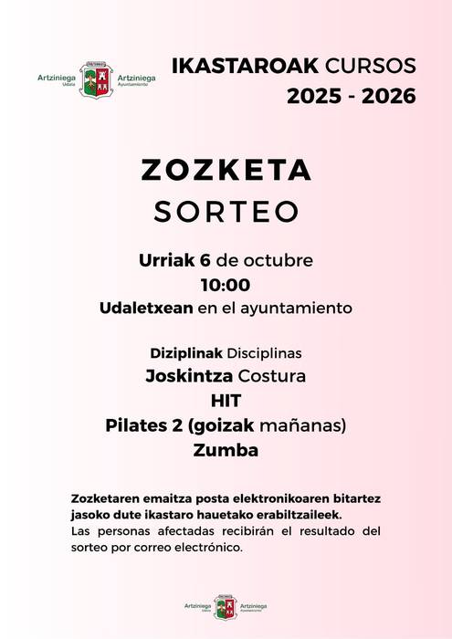 Ikastaroen zozketa