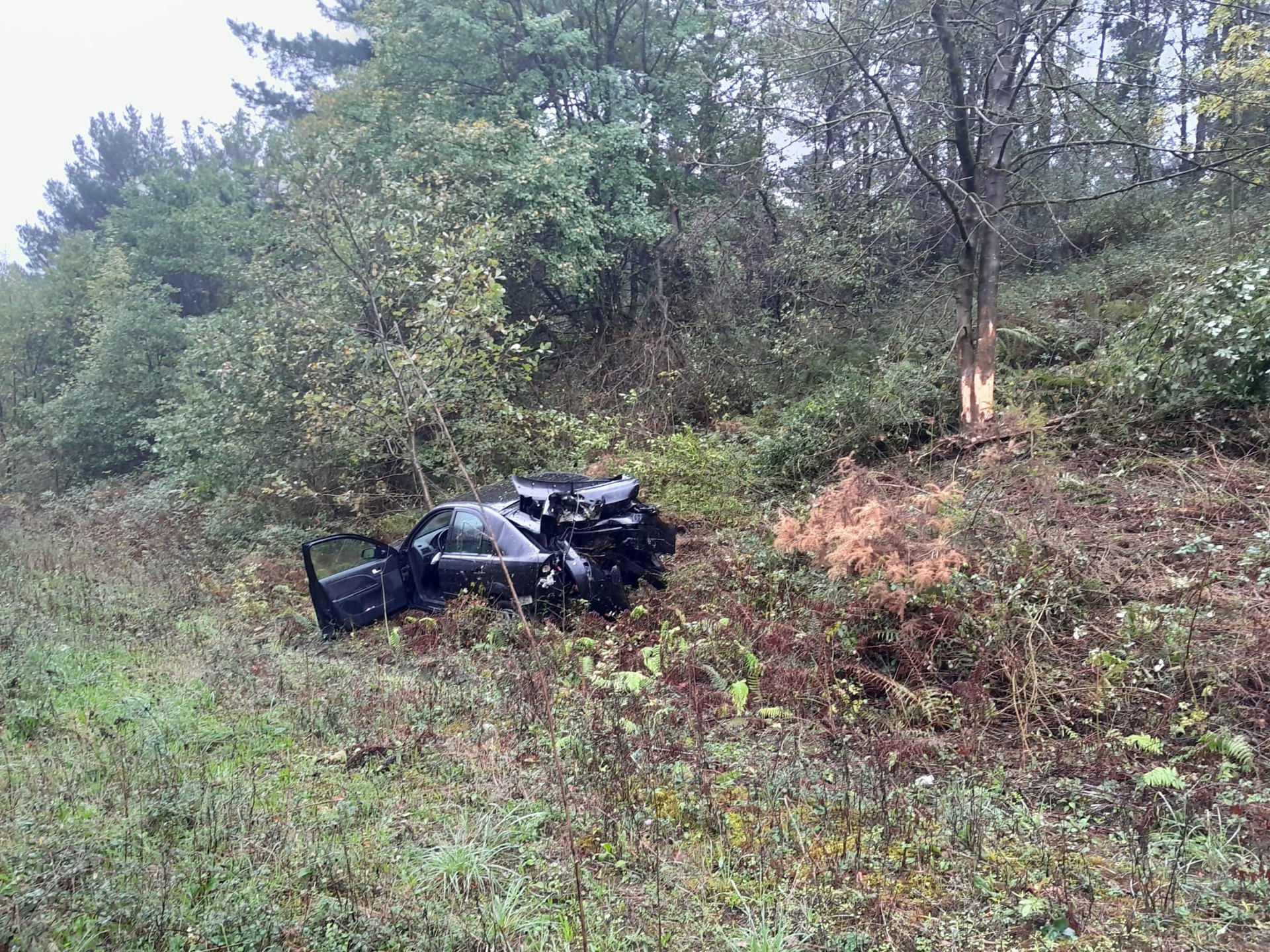 Zauritu bat egon da Orozkon, auto bat errepidetik atera ostean