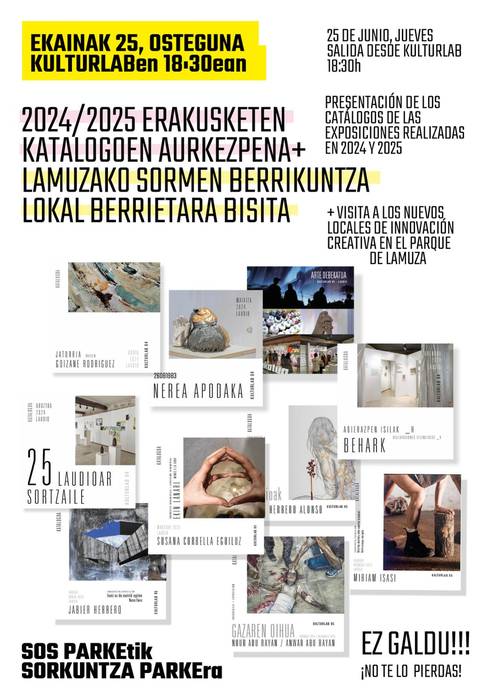 Kulturlabeko erakusketen katalogoen aurkezpena eta Lamuzako sormen espazioetara bisita